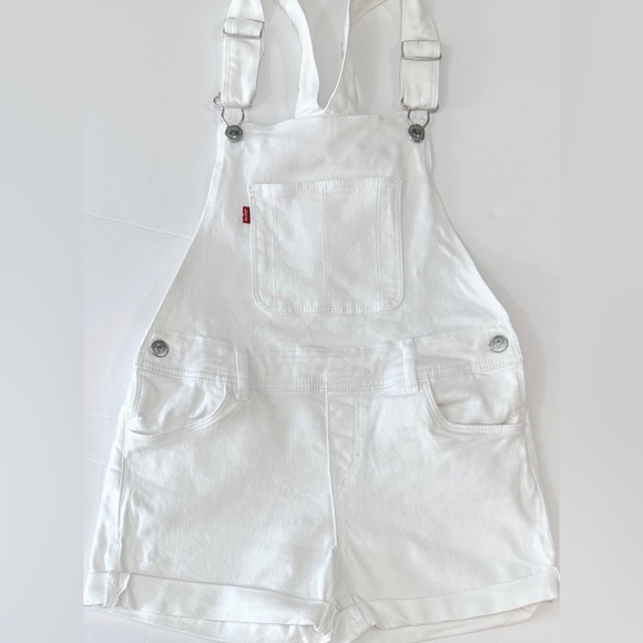 Levi's Other - Levi’s White Denim Overall Shorts Kids Size 12 Adjustable Straps